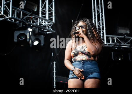 Roskilde, Danemark. 05 juillet, 2019. Roskilde, Danemark. Juillet 05th, 2019. Le rappeur américain et le parolier Cupcakke effectue un concert live au cours de la Danish music festival Festival de Roskilde en 2019. (Photo crédit : Gonzales Photo/Alamy Live News Banque D'Images