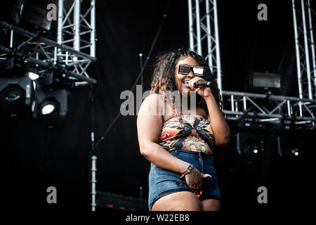 Roskilde, Danemark. 05 juillet, 2019. Roskilde, Danemark. Juillet 05th, 2019. Le rappeur américain et le parolier Cupcakke effectue un concert live au cours de la Danish music festival Festival de Roskilde en 2019. (Photo crédit : Gonzales Photo/Alamy Live News Banque D'Images