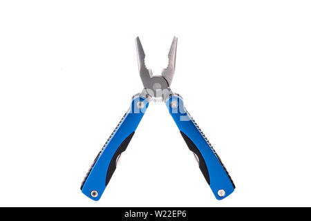 Multitool acier isolé sur fond blanc Banque D'Images