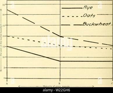 Image d'archive à partir de la page 15 de la décomposition des engrais verts en. La décomposition des engrais verts à différents stades de croissance .. decompositionofg00mart Année : 1921 148 406 Bulletin qu'aucune nitrification s'est produit, la preuve est donnée dans le tableau 2 et dans les courbes de l'humus (figures 27, 28 et 29) que certains de décomposition en a eu lieu. Il est probable que ces deux exceptions sont dues au fait que la nitrification n'est pas siifficiently prononcée pour répondre aux tests. En outre, l'azote rendue disponible a peut-être été convertie en une autre forme par les organismes de Banque D'Images