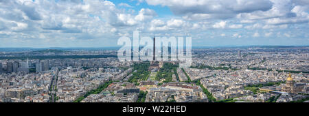 Vue panoramique aérienne vue panoramique de Paris avec la Tour Eiffel, la France et l'Europe panorama voyage ville Banque D'Images