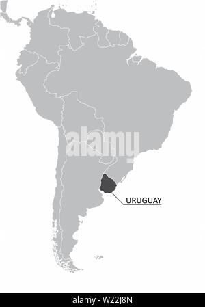 Un gris du Sud carte avec le territoire de l'Uruguay en surbrillance Illustration de Vecteur