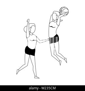 Formation deux caricatures sports isolé dans le noir et blanc Illustration de Vecteur