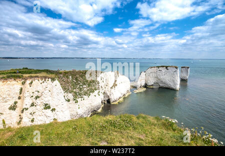 Old Harry Rocks, à l'île de Purbeck, Dorset, UK Banque D'Images