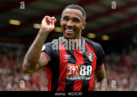 Callum Wilson d'AFC Bournemouth célèbre après avoir marqué son deuxième but des équipes contre Cardiff City - AFC Bournemouth v Cardiff City, Premier League, stade de vitalité, Bournemouth - 11 août 2018 Banque D'Images