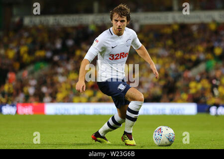 Ben Pearson de Preston North End - Norwich City v Preston North End, Sky Bet Championship, Carrow Road, Norwich - 22 août 2018 Banque D'Images