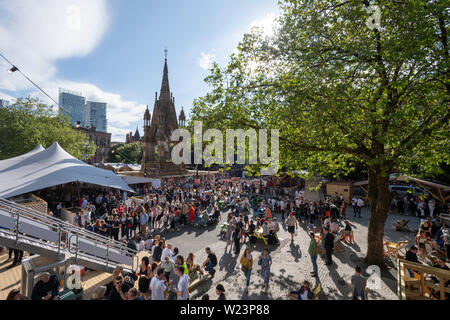 Manchester, UK. 5 juillet 2019. Le jour de l'ouverture de Festival Square, où Manchester Square Albert est transformé en un lieu central de la musique gratuitement au cours de la Manchester International Festival 2019. C'est la 7ème fois la biennale international arts festival a eu lieu depuis sa création est 2007 © Russell Hart/Alamy Live News. Banque D'Images