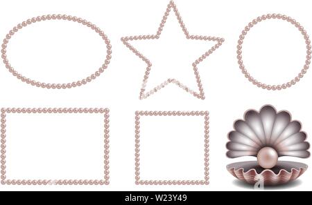 Set perles rose cadres décoratifs collection vector Illustration de Vecteur