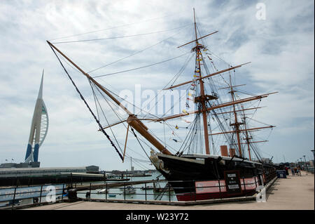 Le HMS Warrior, le premier navire de guerre blindée blindée, Portsmouth Dockyard historique, Portsmouth, Hampshire, Angleterre, Royaume-Uni Banque D'Images