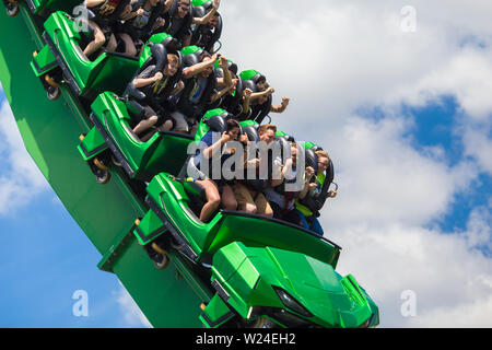 L'Incroyable Hulk Coaster. Universal Studios. Universal's Islands of Adventure. D'Orlando. La Floride. USA Banque D'Images