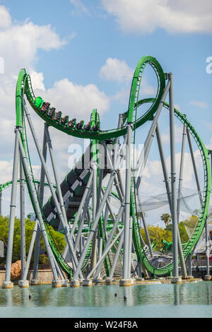 L'Incroyable Hulk Coaster. Universal Studios. Universal's Islands of Adventure. D'Orlando. La Floride. USA Banque D'Images