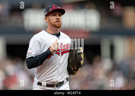 16 mai 2019 : Cleveland Indians droit fielder Jordanie Luplow (8) en action lors d'un match entre les Orioles de Baltimore et les Indians de Cleveland le 16 mai 2019 au Progressive Field de Cleveland, OH. Adam Lacy/CSM. Banque D'Images