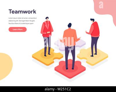 Environnement de collaboration à l'Illustration Concept. Conception isométrique concept de conception de page web pour le site Web et site web mobile.Vector illustration Illustration de Vecteur