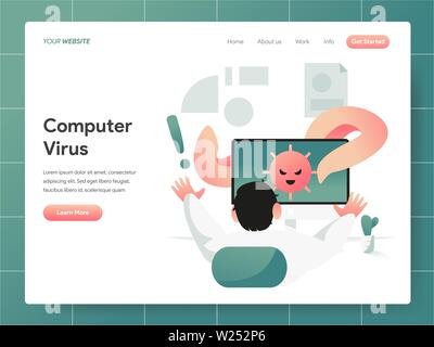 Virus informatique Illustration Concept. Concept design moderne de conception de page web pour le site Web et site web mobile.Vector illustration EPS 10 Illustration de Vecteur