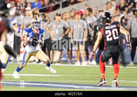 Juillet 05, 2019 : Blue Bombers de Winnipeg le receveur Charles Nelson (6) en action au cours de la Ligue canadienne de football entre les Blue Bombers de Winnipeg et Ottawa Redblacks à TD Place Stadium à Ottawa, Canada Daniel Lea/CSM Banque D'Images