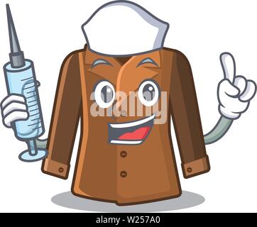 Manteau isolé avec une infirmière dans la mascot Illustration de Vecteur