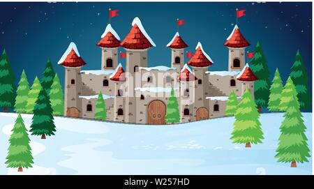 Château de neige scène illustration Illustration de Vecteur