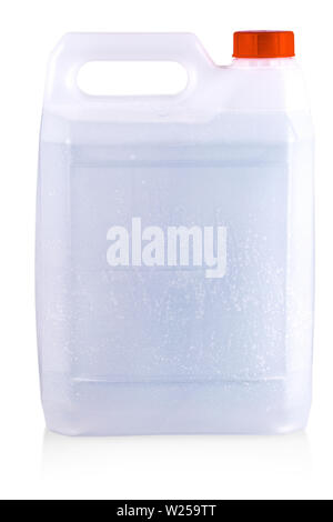 Cartouche en plastique blanc avec couvercle rouge isoalted sur fond blanc Banque D'Images