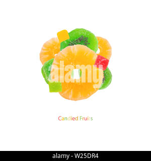 Composition de fruits secs avec l'inscription des fruits confits Banque D'Images