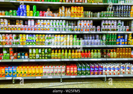 Supermarché asiatique asie 'Go' les rayons des supermarchés, les fruits en boîte, Dresden, Allemagne Banque D'Images