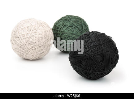 Trois boules de thread isolated on white Banque D'Images