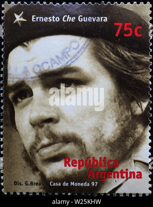 Ernesto Che Guevara portrait on stamp de l'Argentine Banque D'Images