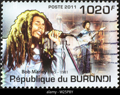 Bob Marley sur timbre-poste du Burundi Banque D'Images