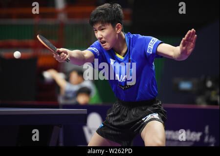 Busan, Corée du Sud. 5 juillet, 2019. Tomokazu Harimoto (JPN) Tennis de Table : l'ITTF World Tour 2019 Corée Ouvrir masculin ronde de 16 match à Sajik Arena à Busan, Corée du Sud . Credit : Itaru Chiba/AFLO/Alamy Live News Banque D'Images