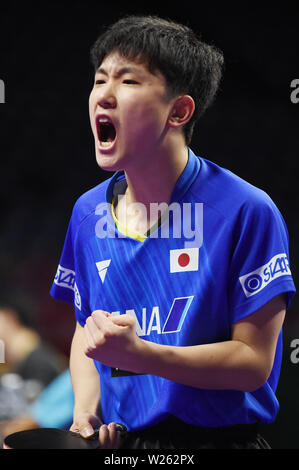 Busan, Corée du Sud. 5 juillet, 2019. Tomokazu Harimoto (JPN) Tennis de Table : l'ITTF World Tour 2019 Corée Ouvrir masculin ronde de 16 match à Sajik Arena à Busan, Corée du Sud . Credit : Itaru Chiba/AFLO/Alamy Live News Banque D'Images