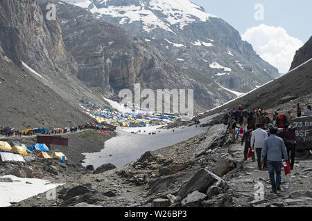 Amarnath Yatra, 2019, au Cachemire, en Inde, en Asie, en pèlerinage hindou Banque D'Images