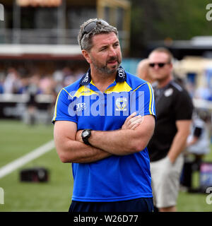 Terrain de sport, Trailfinders West Ealing, London, UK . 6 juillet 2019, Terrain de sport, Trailfinders West Ealing, Londres, Angleterre ; Super League Rugby, London Broncos contre Warrington Wolves, Warrington Wolves, entraîneur-chef Steve : se préparer pour le match contre London Broncos : Action Crédit Plus Sport Images/Alamy Live News Banque D'Images
