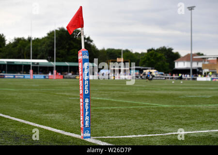 Terrain de sport, Trailfinders West Ealing, London, UK . 6 juillet 2019, Terrain de sport, Trailfinders West Ealing, Londres, Angleterre ; Super League Rugby, London Broncos contre Warrington Wolves, le Club de sport Trailfinders Stadium en préparation pour crédit : Action Plus de Sports/Alamy Live News Banque D'Images