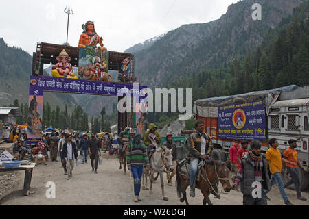 Amarnath Yatra, 2019, au Cachemire, en Inde, en Asie, en pèlerinage hindou Banque D'Images