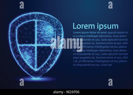 Security Shield composed of polygons. Business concept of data protection. Low poly vector illustration, cyber security concept Illustration de Vecteur