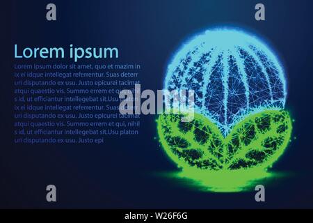 Vector illustration globe de la terre. Eco leaf concept. Planète polygonales. Conception poly bas Illustration de Vecteur