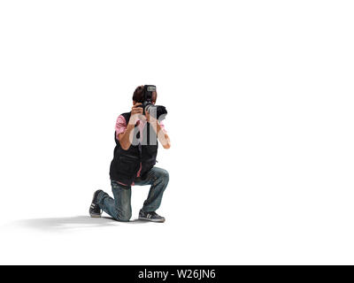 Portrait de femme photographe asiatique de prendre des photos. Photo prise dans l'action. Banque D'Images