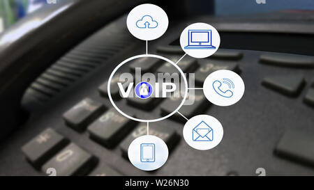 Et de télécommunication VOIP Téléphone IP,concept connexion à d'autres appareil VOIP Banque D'Images