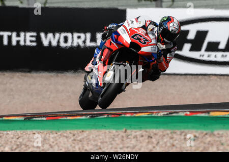 6 juillet 2019, Sachsenring Motorsport racing circuit, Hohenstein-Ernstthal, Chemnitz, Saxe, Allemagne ; de MotoGP Allemagne séance de qualification ; Francesco Bagnaia (Pramac) pendant les séances de qualification Crédit : Action Plus de Sports/Alamy Live News Banque D'Images