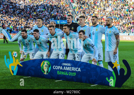 Le Brésil. 6 juillet, 2019. Jeu du match entre l'Argentine X Chili valide pour la troisième place de la Copa America 2019 de règlement des différends, dans l'arène dans Corinthiens, SÃ£o Paulo, ce samedi (06). Crédit photo : Geraldo Bubniak : Geraldo Bubniak/ZUMA/Alamy Fil Live News Banque D'Images