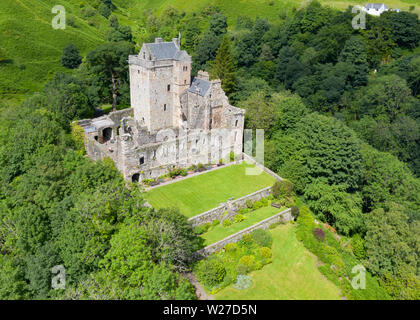 Vue aérienne de Château Campbell en dollar, Clackmannanshire, Ecosse, Royaume-Uni Banque D'Images