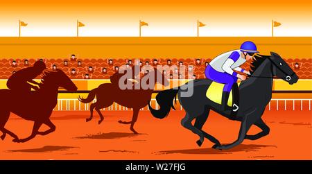 Course de cheval dans le vecteur de course Illustration de Vecteur