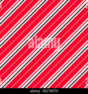 Bar rayé rouge, noir et blanc diagonale. Fond d'avertissement pour les éléments dangereux. Répéter motif vectoriel continu. Intervalles égaux entre Illustration de Vecteur