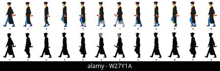 Vecteur de séquence d'animation du cycle de marche étudiant, feuille d'image-objet d'animation de boucle Illustration de Vecteur