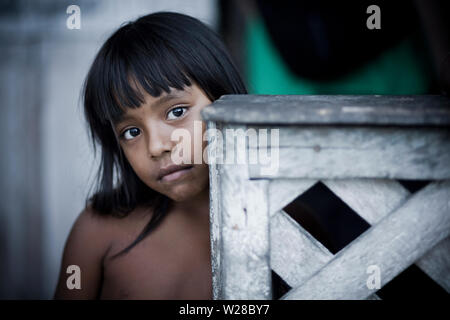 Les enfants, Boa Esperança Communauté, Cuieiras River, Amazonie, Manaus, Amazonas, Brésil Banque D'Images