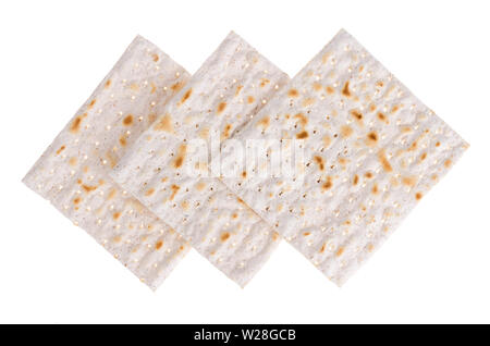 Arrière-plan avec des craquelins matzoh( matsa, matzo) isolated on white Banque D'Images