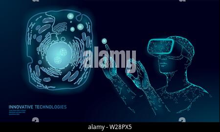 La médecine moderne la réalité virtuelle la guérison des cellules. Cellule artificielle synthèse 3D human designer animale biochimie cellulaire. La bioéthique OGM vecteur solution Illustration de Vecteur