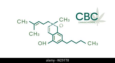 Formule moléculaire de Radio-Canada. La structure de la molécule Cannabichromene sur fond blanc. Illustration de Vecteur