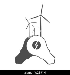 Les ampoules et générateur moulin à vent. Symbole de l'énergie éolienne modèle. Concept d'énergie alternative fond vecteur de l'affiche. Illustration de Vecteur