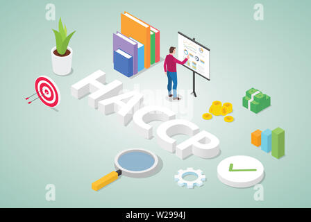 L'HACCP hazard analysis and critical control points business concept pour la gestion du risque avec un style moderne isométrique télévision - vector illustration Banque D'Images