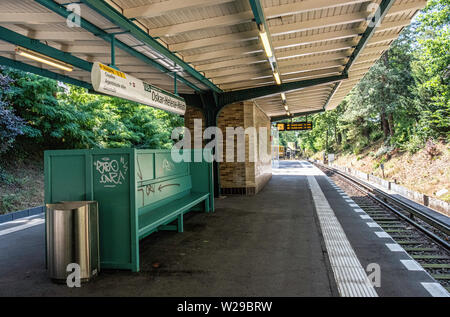 Berlin-Dahlem. De Oskar-Helene-Heim U-Bahn de la station de métro sur la ligne U 3. Banque D'Images